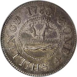 1783 SHLNG Chalmers Shilling, Short Worm AU53