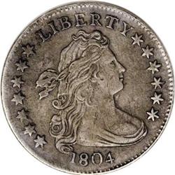 1804 10C 14 Stars Reverse AU50 Corroded, Cleaned