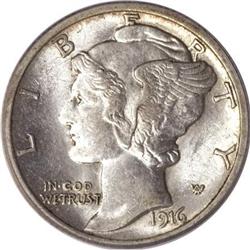 1916-D 10C AU58 Full Bands PCGS