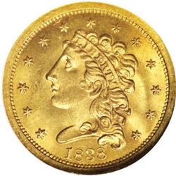 1838 $2 1/2 MS65 NGC