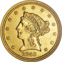 1843-D $2 1/2 Large D MS62 NGC