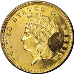 1858 $3 PR63 Cameo Uncertified