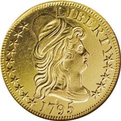 1795 $5 Small Eagle AU50 Cleaned ANACS