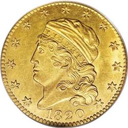 1820 $5 Square 2 MS63 PCGS