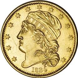 1834 $5 Capped Head MS60 Scratched, Cleaned