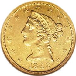 1842-D $5 Large Date AU55 NGC