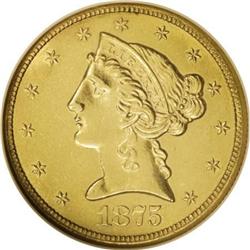 1875-CC $5 AU58 ANACS