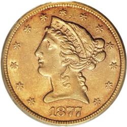 1877-CC $5 AU55 PCGS