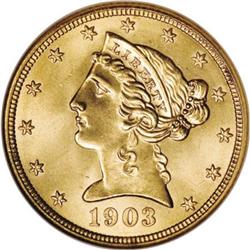 1903 $5 MS67 NGC