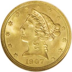 1907-D $5 MS68 NGC