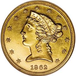 1862 $5 PR65 Cameo NGC