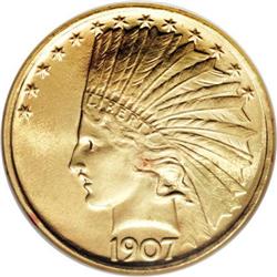 1907 $10 No Periods MS66 NGC