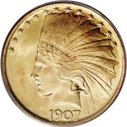 1907 $10 No Periods MS66 PCGS