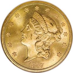 1857-S $20 MS65 NGC