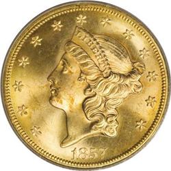 1857-S $20 Bold S MS65 PCGS
