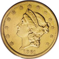 1861-S $20 Paquet XF40 PCGS