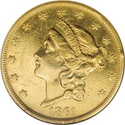 1861-S $20 Paquet XF45 ANACS