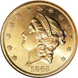 1865 $20 MS62 NGC