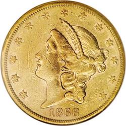 1866-S $20 No Motto AU53 NGC