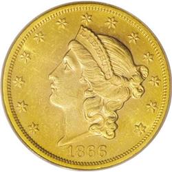 1866 $20 MS61 PCGS