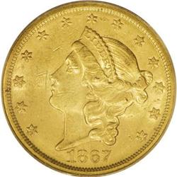 1867-S $20 MS60 PCGS