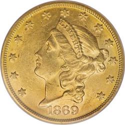 1869-S $20 MS61 PCGS