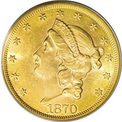 1870 $20 MS62 PCGS