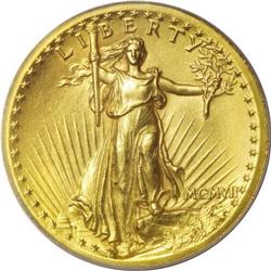 1907 $20 High Relief, Wire Rim MS62 PCGS