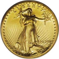 1907 $20 High Relief, Wire Rim MS63 PCGS