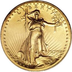 1907 $20 High Relief, Wire Rim MS63 PCGS