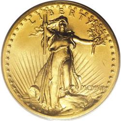 1907 $20 High Relief, Wire Rim MS64 PCGS