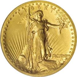 1907 $20 High Relief, Wire Rim MS65 NGC