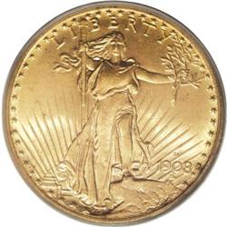 1908-D $20 Motto MS66 PCGS