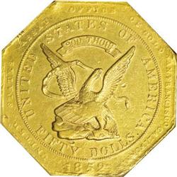 1852 $50 Assay Office Fifty Dollar, 900 Thous.