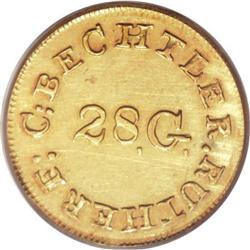 (1834-37) G$1 C. Bechtler Dollar, 28G. Centered