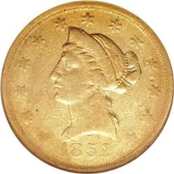 1852 $10 Wass Molitor Ten Dollar, Small Head