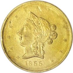 1855 $10 Wass Molitor Ten Dollar AU58 NGC