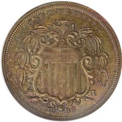 1866 5C Shield Five Cents, Judd-499,