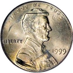 1999 Cent--Double Denomination on Struck