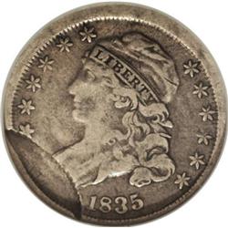 1835 10C Double Struck Obverse Brockage VF25 NGC
