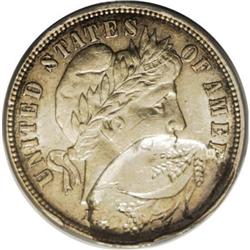 Barber Dime 30% Obverse Brockage 10C AU58 PCGS