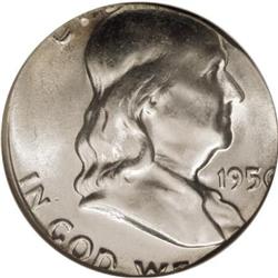 1956 Franklin Half, Struck on 25C MS64 NGC