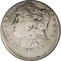 1891-O $1 Struck 15% Off Center