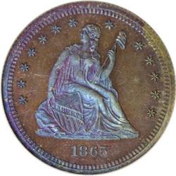 1865 25C Quarter Dollar, Judd-426, Pollock-498,