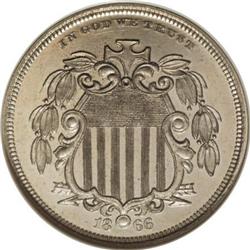 1866 5C Shield Five Cents, Judd-489,