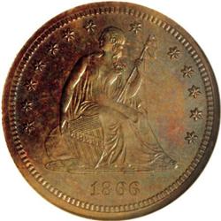 1866 25C Quarter Dollar, Judd-537,
