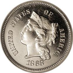 1868 3CN Three Cent Nickel, Judd-618,