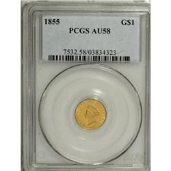 1855 G$1 AU58 PCGS