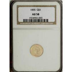 1855 G$1 AU58 NGC