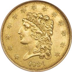 1834 $2 1/2 Classic AU58 NGC